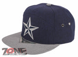 NEW! DALLAS STAR TEXAS FLAT BILL 7 PANEL SNAPBACK BASEBALL CAP HAT GRAY NAVY