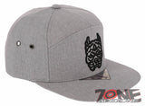 NEW! DOG PITBULL HEAD FLAT BILL 7 PANEL SNAPBACK BASEBALL CAP HAT GRAY