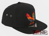 NEW! COCK ROOSTER FIGHT FLAT BILL 7 PANEL SNAPBACK BASEBALL CAP HAT BLACK