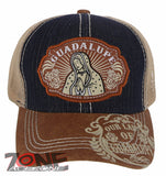 NEW! OUR LADY OF GUADALUPE CATHOLIC MEXICAN TRUCKER BASEBALL CAP HAT BLUE JEAN