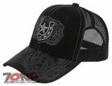 NEW! RODEO HORSE SHOE STAR MESH TRUCKER SNAPBACK BASEBALL CAP HAT BLACK