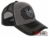 NEW! RODEO HORSE SHOE STAR MESH TRUCKER SNAPBACK BASEBALL CAP HAT GRAY BLACK