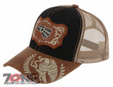 NEW! MEXICAN EAGLE PRIDE AZTEC BIRD TRUCKER SNAPBACK BASEBALL CAP HAT BLACK TAN