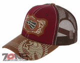 NEW! MEXICAN EAGLE PRIDE AZTEC BIRD TRUCKER SNAPBACK BASEBALL CAP HAT BURGUNDY