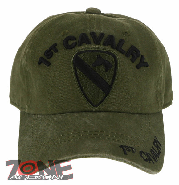 NEW! US ARMY 1ST CAVALRY DISTRESSED VINTAGE BASEBALL CAP HAT OLIVE