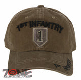 NEW! US ARMY 1ST INFANTRY DIVISION DISTRESSED VINTAGE BASEBALL CAP HAT TAN