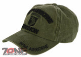 US ARMY 101ST ABN AIRBORNE DIVISION DISTRESSED VINTAGE BASEBALL CAP HAT OLIVE