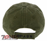 US ARMY 101ST ABN AIRBORNE DIVISION DISTRESSED VINTAGE BASEBALL CAP HAT OLIVE
