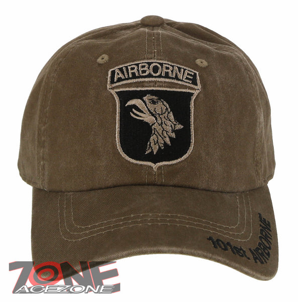US ARMY 101ST ABN AIRBORNE DIV. EAGLE DISTRESSED VINTAGE BASEBALL CAP HAT TAN