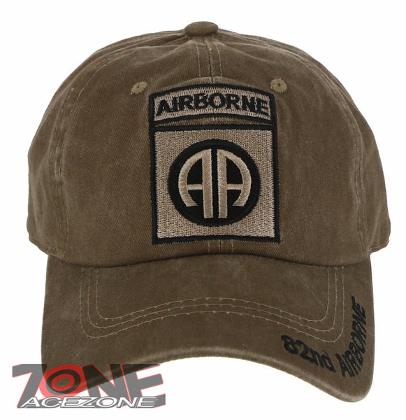 US ARMY BIG AA 82ND AIRBORNE DIVISION DISTRESSED VINTAGE BASEBALL CAP HAT TAN