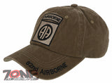 US ARMY BIG AA 82ND AIRBORNE DIVISION DISTRESSED VINTAGE BASEBALL CAP HAT TAN