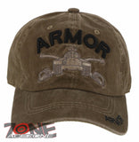 NEW! US ARMY ARMOR TANK DISTRESSED VINTAGE BASEBALL CAP HAT TAN