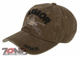 NEW! US ARMY ARMOR TANK DISTRESSED VINTAGE BASEBALL CAP HAT TAN