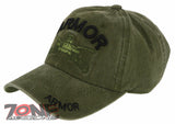 NEW! US ARMY ARMOR TANK DISTRESSED VINTAGE BASEBALL CAP HAT OLIVE