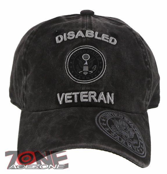 NEW! US ARMY DISABLED VETERAN ROUND DISTRESSED VINTAGE BASEBALL CAP HAT GRAY