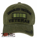 NEW! DISABLED VIETNAM VETERAN DISTRESSED VINTAGE BASEBALL CAP HAT OLIVE