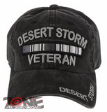 NEW! DESERT STORM VETERAN RIBBON BAR DISTRESSED VINTAGE BASEBALL CAP HAT GRAY