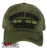 NEW! DESERT STORM VETERAN RIBBON BAR DISTRESSED VINTAGE BASEBALL CAP HAT OLIVE