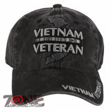 NEW! VIETNAM VETERAN MAP RIBBON BAR DISTRESSED VINTAGE BASEBALL CAP HAT GRAY