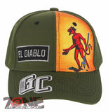NEW! EL DIABLO MEXICAN LOTERIA BINGO SNAPBACK BASEBALL CAP HAT OLIVE