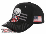 NEW! SKULL USA FLAG MASK SKELETON SNAPBACK BASEBALL CAP HAT BLACK