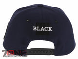 NEW! PVC BLACK B FLAT BILL COTTON SNAPBACK BASEBALL CAP HAT NAVY