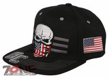 NEW! SKULL USA FLAG MASK SKELETON FLAT BILL SNAPBACK BASEBALL CAP HAT BLACK