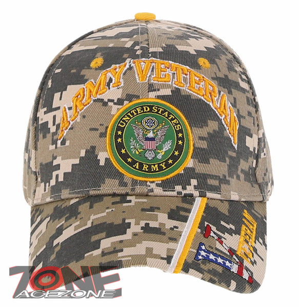 NEW! US ARMY VETERAN SIDE VETERAN FLAG BASEBALL CAP HAT ACU CAMO
