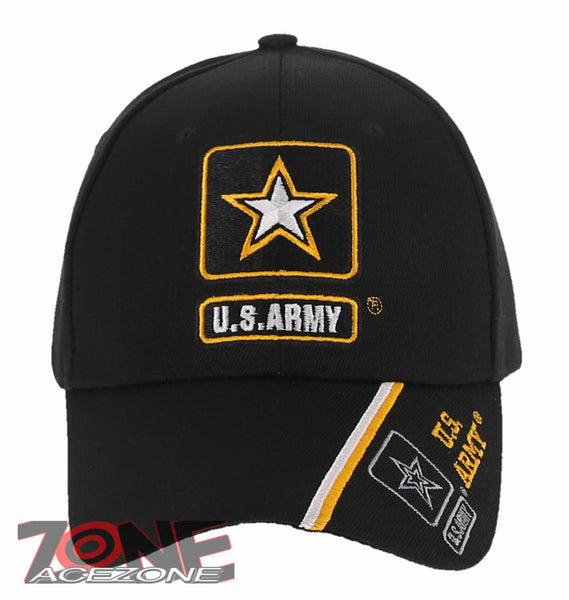 NEW! US ARMY STAR SIDE STAR BASEBALL CAP HAT BLACK
