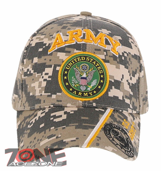 NEW! US ARMY ROUND SIDE ROUND LOGO BASEBALL CAP HAT ACU CAMO
