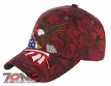 NEW! USA EAGLE FLAG BASEBALL CAP HAT BURGUNDY ALL CAMOUFLAGE