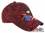 NEW! USA EAGLE FLAG BASEBALL CAP HAT BURGUNDY ALL CAMOUFLAGE