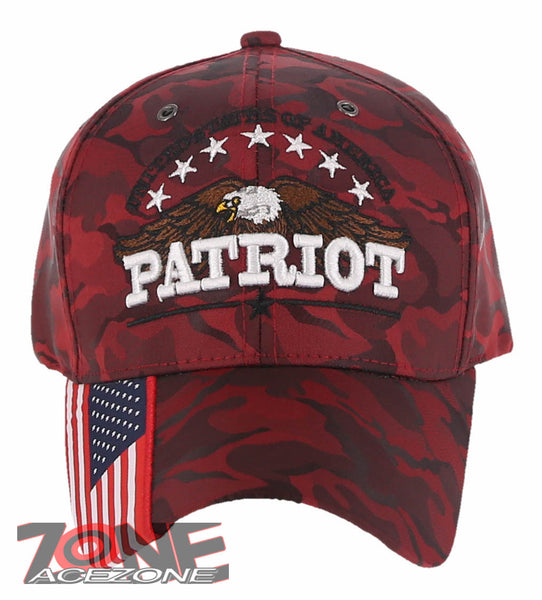 UNITED STATE OF AMERICA STAR PATRIOT EAGLE FLAG BASEBALL CAP HAT BURGUNDY CAMO