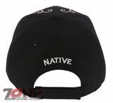 NEW! NATIVE PRIDE EAGLE SIDE VISOR FEATHERS BASEBALL CAP HAT BLACK