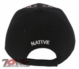 NEW! NATIVE PRIDE WOLF SIDE VISOR FEATHERS BASEBALL CAP HAT BLACK