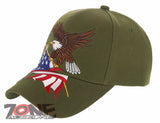 NEW! EAGLE USA FLAG SHADOW MILITARY BASEBALL CAP HAT OLIVE
