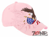 NEW! EAGLE USA FLAG SHADOW MILITARY BASEBALL CAP HAT LIGHT PINK