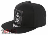 NEW! SKULL HIPHOP MARIJUANA WEED FLAT BILL SNAPBACK BASEBALL CAP HAT BLACK