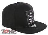 NEW! SKULL HIPHOP MARIJUANA WEED FLAT BILL SNAPBACK BASEBALL CAP HAT BLACK