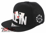 NEW! ALL IN POKER TEXAS HOLD'EM FLAT BILL SNAPBACK BASEBALL CAP HAT BLACK