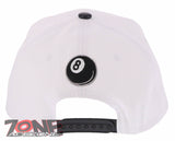 NEW! 8 BALL BLACK FAUX LEATHER VISOR FLAT BILL SNAPBACK BASEBALL CAP HAT WHITE