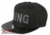 NEW! PVC KING FLAT LEATHER BILL SNAPBACK BASEBALL CAP HAT BLACK