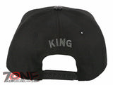 NEW! PVC KING FLAT LEATHER BILL SNAPBACK BASEBALL CAP HAT BLACK