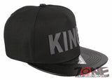 NEW! PVC KING FLAT LEATHER BILL SNAPBACK BASEBALL CAP HAT BLACK