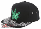 NEW! MARIJUANA WEED CANNABIS FLAT BILL 7 PANEL BANDANA BASEBALL CAP HAT BLACK