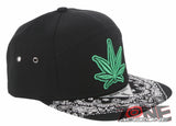 NEW! MARIJUANA WEED CANNABIS FLAT BILL 7 PANEL BANDANA BASEBALL CAP HAT BLACK