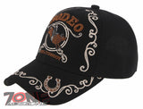 NEW! RODEO 100% COWBOY RIDER HORSESHOE COWBOY BASEBALL CAP HAT BLACK