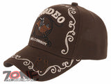 NEW! RODEO 100% COWBOY RIDER HORSESHOE COWBOY BASEBALL CAP HAT BROWN