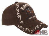 NEW! RODEO 100% COWBOY RIDER HORSESHOE COWBOY BASEBALL CAP HAT BROWN