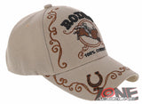 NEW! RODEO 100% COWBOY RIDER HORSESHOE COWBOY BASEBALL CAP HAT TAN